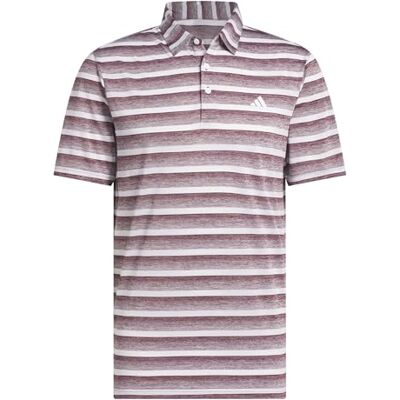 Adidas Herren Mens Two Color Stripe Polo Shirt, Aurora Ruby/White, S Adidas Herren Mens Two Color Stripe Polo Shirt, Aurora Ruby/White, S