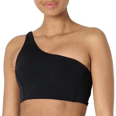 Amazon Essentials Damen Active FormFlex Buttery Soft Sport-BH mit One-Shoulder-Träger und Riemchenrücken, für leichten Halt, Schwarz, M Amazon Essentials Damen Active FormFlex Buttery Soft Sport-BH mit One-Shoulder-Träger und Riemchenrücken, für leichten Halt, Schwarz, M