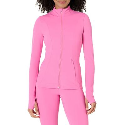 Amazon Essentials Damen Active FormFlex Buttery Soft Jacke mit durchgehendem Reißverschluss, schlanke Passform, Flamingo Rosa, M Amazon Essentials Damen Active FormFlex Buttery Soft Jacke mit durchgehendem Reißverschluss, schlanke Passform, Flamingo Rosa, M