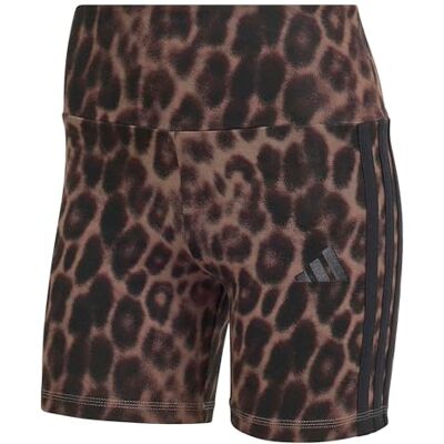 Adidas Women's Seasonal Essentials Leopard Print Biker Shorts with 3-Stripes, MULTICOLOR/earth strata, XS Adidas Women's Seasonal Essentials Leopard Print Biker Shorts with 3-Stripes, MULTICOLOR/earth strata, XS