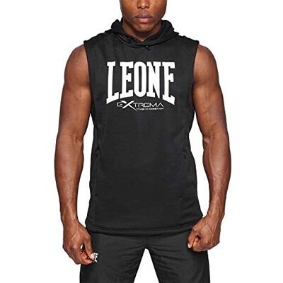 LEONE 1947 , Ärmellos mit Logo-Kapuze, Unisex-Erwachsene, Schwarz, XL, ABX110 LEONE 1947 , Ärmellos mit Logo-Kapuze, Unisex-Erwachsene, Schwarz, XL, ABX110