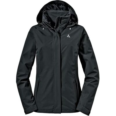 Schöffel Damen Jacket Gmund L, Wind- und wasserdichte Regenjacke, atmungsaktive Outdoor Jacke, Wanderjacke mit verstaubarer Kapuze, black, 40 Schöffel Damen Jacket Gmund L, Wind- und wasserdichte Regenjacke, atmungsaktive Outdoor Jacke, Wanderjacke mit verstaubarer Kapuze, black, 40