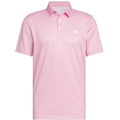 Adidas Herren Mens CORE Allover Print Polo Shirt, Pure Ruby/White, S Adidas Herren Mens CORE Allover Print Polo Shirt, Pure Ruby/White, S
