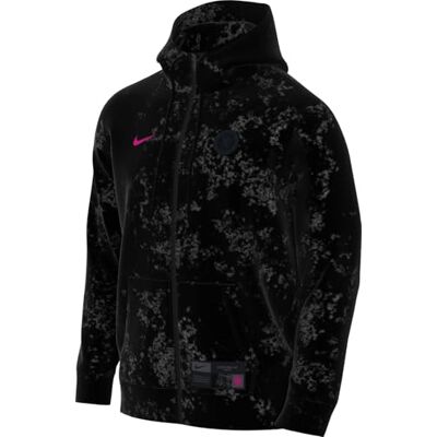 NIKE Fc Chelsea Third Fußball-Hoodie Aus French Terry Mit Durchgehendem Reißverschluss (Herren), Black/Pink Prime, FQ2994-010, S NIKE Fc Chelsea Third Fußball-Hoodie Aus French Terry Mit Durchgehendem Reißverschluss (Herren), Black/Pink Prime, FQ2994-010, S