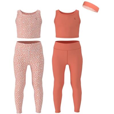 Essenclo Girls Athletic Leggings Yoga Pants w/Sleeveless Crop Tank Tops for Kids Workout Cheer Dance Run Sizes 3-16, 5pc Set E2110 Set-5-7-8 Essenclo Girls Athletic Leggings Yoga Pants w/Sleeveless Crop Tank Tops for Kids Workout Cheer Dance Run Sizes 3-16, 5pc Set E2110 Set-5-7-8