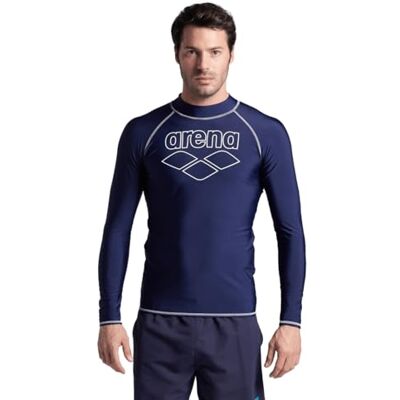 ARENA Herren Mens Rash Vest L/S Graphic Shirt, Navy-White, L EU ARENA Herren Mens Rash Vest L/S Graphic Shirt, Navy-White, L EU