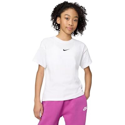 NIKE Mädchen Sportswear Essential Lbr T-Shirt, White, 164/170 NIKE Mädchen Sportswear Essential Lbr T-Shirt, White, 164/170