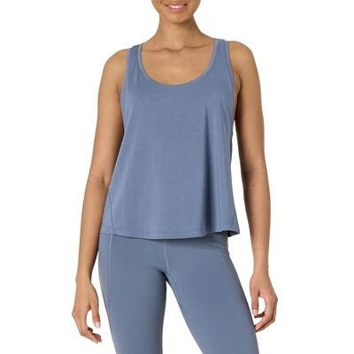 Amazon Essentials Damen Relaxed Fit Tank Top Weit, Active Soft Cotton Leichtes Yoga-Workout-Tanktop mit Racerback, Schiefergrau, S Amazon Essentials Damen Relaxed Fit Tank Top Weit, Active Soft Cotton Leichtes Yoga-Workout-Tanktop mit Racerback, Schiefergrau, S