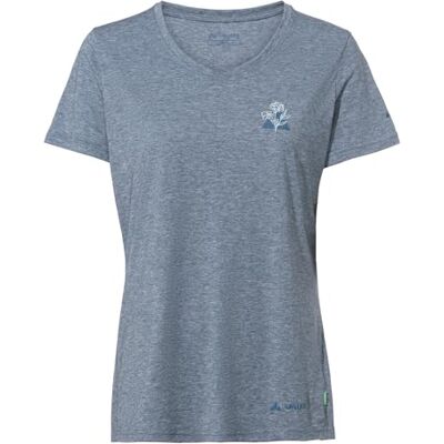 VAUDE Skomer Print T-Shirt III – Funktionsshirt Damen Kurzarm aus 80% recyceltem Polyester & 20% Lyocell, Sportshirt mit V-Ausschnitt, schnelltrocknend, Dark sea,44 VAUDE Skomer Print T-Shirt III – Funktionsshirt Damen Kurzarm aus 80% recyceltem Polyester & 20% Lyocell, Sportshirt mit V-Ausschnitt, schnelltrocknend, Dark sea,44