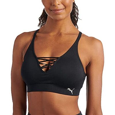 Puma Damen Women's Lace Up Bra Sport BH, Schwarz / Metallic, M EU Puma Damen Women's Lace Up Bra Sport BH, Schwarz / Metallic, M EU