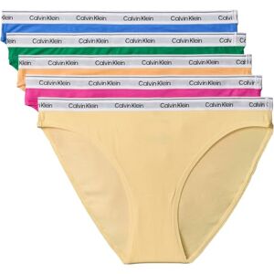Calvin Damen 5er Pack Slips Bikini Form Low Rise Unterwäsche, Mehrfarbig (Mardi Gras Green/Relay Gold/Golden), M Calvin Damen 5er Pack Slips Bikini Form Low Rise Unterwäsche, Mehrfarbig (Mardi Gras Green/Relay Gold/Golden), M