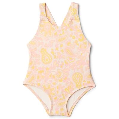 Amazon Essentials x Sofia Grainge Baby Mädchen Einteiliger Badeanzug mit gekreuzten Trägern und Rüschenverzierung, Muschelrosa Verziertes Paisley, 3 Jahre Amazon Essentials x Sofia Grainge Baby Mädchen Einteiliger Badeanzug mit gekreuzten Trägern und Rüschenverzierung, Muschelrosa Verziertes Paisley, 3 Jahre