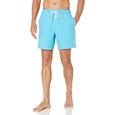 Amazon Essentials Herren Badehose mit Netzfutter, Taschen und Kordelzugverschluss, Aquablau, L Amazon Essentials Herren Badehose mit Netzfutter, Taschen und Kordelzugverschluss, Aquablau, L