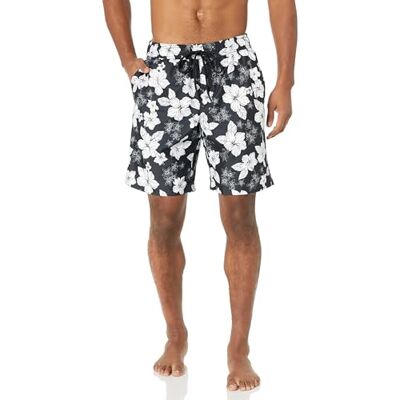 Amazon Essentials Herren 23cm Badehose mit Netzfutter, Taschen und Kordelzugverschluss, Schwarz Hibiskusblume, XL Amazon Essentials Herren 23cm Badehose mit Netzfutter, Taschen und Kordelzugverschluss, Schwarz Hibiskusblume, XL