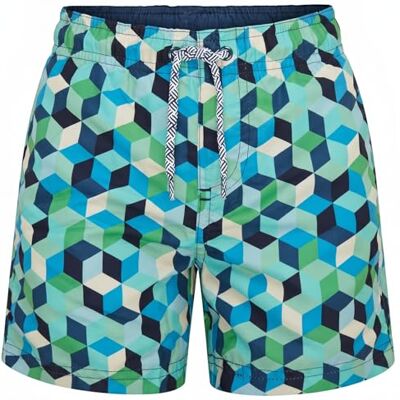 RIPT Jungen Essentials Quick Dry UV 50 Sonnenschutz Badeshorts Badehose, Blauer geometrischer Druck, 11-12 Jahre RIPT Jungen Essentials Quick Dry UV 50 Sonnenschutz Badeshorts Badehose, Blauer geometrischer Druck, 11-12 Jahre