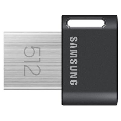 Samsung FIT Plus USB-Stick Typ-A, 512 GB, 400 MB/s Lesen, 110 MB/s Schreiben, Kompakter USB 3.2 Speicherstick mit Schlüsselring, Gray, MUF-512AB/APC Samsung FIT Plus USB-Stick Typ-A, 512 GB, 400 MB/s Lesen, 110 MB/s Schreiben, Kompakter USB 3.2 Speicherstick mit Schlüsselring, Gray, MUF-512AB/APC