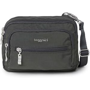 Baggallini Triple Zip Mini Sac bandoulière, Gris Baggallini Triple Zip Mini Sac bandoulière, Gris