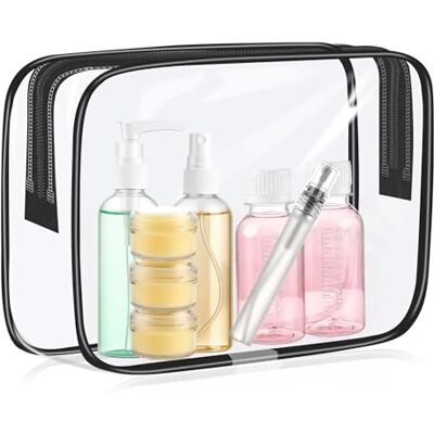 vonsera Transparente Kulturtasche mit Reiseflaschenset, 8 Stück Reiseflaschen Set, Flughafen-konforme Kosmetiktasche Damen, Handgepäck Flüssigkeiten, Geeignet für Reisen, Geschäftsreisen vonsera Transparente Kulturtasche mit Reiseflaschenset, 8 Stück Reiseflaschen Set, Flughafen-konforme Kosmetiktasche Damen, Handgepäck Flüssigkeiten, Geeignet für Reisen, Geschäftsreisen