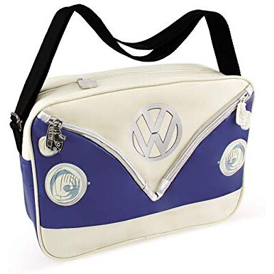 BRISA VW Collection Volkswagen Schulter-Umhänge-Reise-Tasche-Freizeit-Bag mit VW T1 Bulli Bus Motiv (Bus Front/Blau/34cm) BRISA VW Collection Volkswagen Schulter-Umhänge-Reise-Tasche-Freizeit-Bag mit VW T1 Bulli Bus Motiv (Bus Front/Blau/34cm)