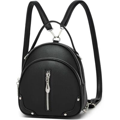 Miss Lulu Damenrucksack aus PU-Leder, wasserdicht, kleiner und leichter Reiserucksack mit abnehmbarem Riemen, 4 Taschen mit Reißverschluss Miss Lulu Damenrucksack aus PU-Leder, wasserdicht, kleiner und leichter Reiserucksack mit abnehmbarem Riemen, 4 Taschen mit Reißverschluss
