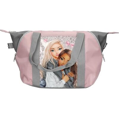 Depesche 13321 TOPModel My BFF Sporttasche in Rosa und Grau, mit Model Motiv und Glitzer, Tasche mit verstellbarer Form für mehr Platz Depesche 13321 TOPModel My BFF Sporttasche in Rosa und Grau, mit Model Motiv und Glitzer, Tasche mit verstellbarer Form für mehr Platz