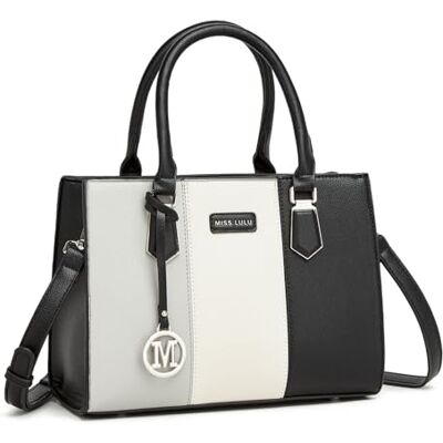 Miss Lulu Handtaschen für Damen Mittelgroß, Taschen PU Leder, Handtasche Groß V-förmiges Design Synthetic Ledertasche Mit Abnehmbarem Schultergurt für Büro Schule Einkauf Reise Geschenk Miss Lulu Handtaschen für Damen Mittelgroß, Taschen PU Leder, Handtasche Groß V-förmiges Design Synthetic Ledertasche Mit Abnehmbarem Schultergurt für Büro Schule Einkauf Reise Geschenk