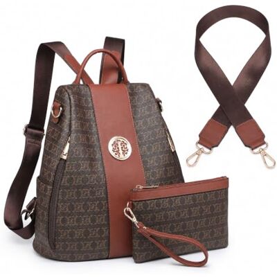 MKP COLLECTION Modischer Damen-Rucksack, Geldbörse, mehrere Taschen, Anti-Diebstahl-Rucksack, Reise-Umhängetasche, Handtaschen-Set, 2-teilig MKP COLLECTION Modischer Damen-Rucksack, Geldbörse, mehrere Taschen, Anti-Diebstahl-Rucksack, Reise-Umhängetasche, Handtaschen-Set, 2-teilig