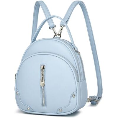 Miss Lulu Damenrucksack aus PU-Leder, wasserdicht, kleiner und leichter Reiserucksack mit abnehmbarem Riemen, 4 Taschen mit Reißverschluss Miss Lulu Damenrucksack aus PU-Leder, wasserdicht, kleiner und leichter Reiserucksack mit abnehmbarem Riemen, 4 Taschen mit Reißverschluss
