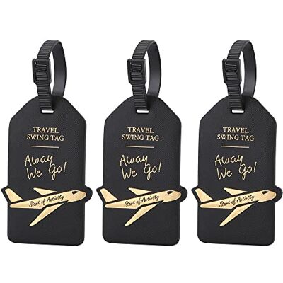 TITIROBA Kofferanhänger PVC Gepäckanhänger mit Adressschild Geeignet für Koffer Handtasche 3 Stücke Schwarz TITIROBA Kofferanhänger PVC Gepäckanhänger mit Adressschild Geeignet für Koffer Handtasche 3 Stücke Schwarz