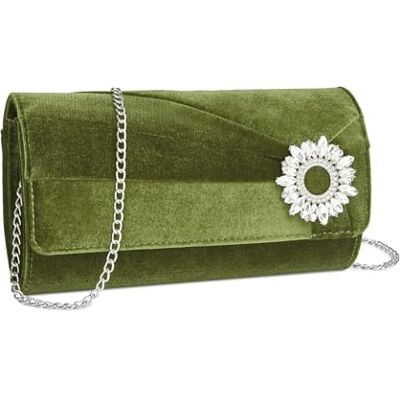Miss Lulu Clutch Tasche Daman Samt, Eleganter Abendtasche, Mit Strass Handtasche Hochzeit, Braut Tasche mit Kette für Hochzeiten, Partys und Bankette Miss Lulu Clutch Tasche Daman Samt, Eleganter Abendtasche, Mit Strass Handtasche Hochzeit, Braut Tasche mit Kette für Hochzeiten, Partys und Bankette