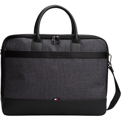 Tommy Hilfiger Herren Laptoptasche Nylon Travel mit Tragegurt, Schwarz (Melange), Einheitsgröße Tommy Hilfiger Herren Laptoptasche Nylon Travel mit Tragegurt, Schwarz (Melange), Einheitsgröße