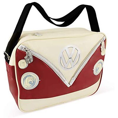 BRISA VW Collection Volkswagen Schulter-Umhänge-Reise-Tasche-Freizeit-Bag mit VW T1 Bulli Bus Motiv (Bus Front/Rot/Unisex/34cm) BRISA VW Collection Volkswagen Schulter-Umhänge-Reise-Tasche-Freizeit-Bag mit VW T1 Bulli Bus Motiv (Bus Front/Rot/Unisex/34cm)