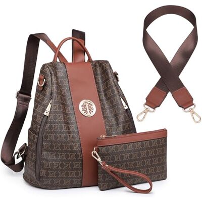 MKP COLLECTION MKP Damen Fashion Rucksack börse Multi Taschen Signature Anti-Diebstahl Rucksack Reise Schule Schultertasche Handtasche mit Handgelenk MKP COLLECTION MKP Damen Fashion Rucksack börse Multi Taschen Signature Anti-Diebstahl Rucksack Reise Schule Schultertasche Handtasche mit Handgelenk