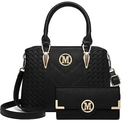Miss Lulu Henkeltasche Damen Handtasche Damen Set mit Portemonnaie Umhängetasche mit Geldbörse aus PU-Leder für Büro Schule Einkauf Alltag Miss Lulu Henkeltasche Damen Handtasche Damen Set mit Portemonnaie Umhängetasche mit Geldbörse aus PU-Leder für Büro Schule Einkauf Alltag