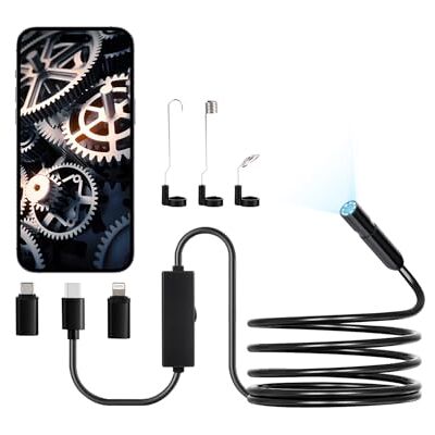 VEVOR Endoskopkamera mit Licht, 1920P HD-Endoskop für Android & iOS, Inspektionskamera mit 8 LED-Leuchten & 3 m langem Kabel, 2-facher Zoom, wasserdichte IP67-Kanalkamera für Auto & Sanitär VEVOR Endoskopkamera mit Licht, 1920P HD-Endoskop für Android & iOS, Inspektionskamera mit 8 LED-Leuchten & 3 m langem Kabel, 2-facher Zoom, wasserdichte IP67-Kanalkamera für Auto & Sanitär