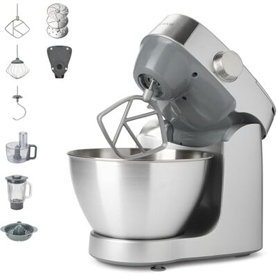 Kenwood Prospero+ KHC29A.O0SI Knetmaschine, Schüssel aus Edelstahl 4,3 l, inklusive Zubehör-Set 10 Stück + 3 Haken und Schneebesen, Glasmixer, Food Processor 3 Scheiben, Zitruspresse + Waage, silber Kenwood Prospero+ KHC29A.O0SI Knetmaschine, Schüssel aus Edelstahl 4,3 l, inklusive Zubehör-Set 10 Stück + 3 Haken und Schneebesen, Glasmixer, Food Processor 3 Scheiben, Zitruspresse + Waage, silber