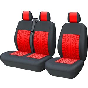 TOYOUN Universal Auto-Sitzbezüge für Transporter LKW Vorn Autositzbezüge 3D-Reifen-Spur-Muster Sitzbezug Fahrersitz + 2er Beifahrersitzbank Schonbezüge, Rot TOYOUN Universal Auto-Sitzbezüge für Transporter LKW Vorn Autositzbezüge 3D-Reifen-Spur-Muster Sitzbezug Fahrersitz + 2er Beifahrersitzbank Schonbezüge, Rot