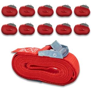Dolezych 10er Set Spanngurt mit Gurtklemme,einteilig, DoZurr 250, belastbar bis 250 kg, 25 mm breit x 2,5 m lang, rot, für Dachträger und Umreifungen Dolezych 10er Set Spanngurt mit Gurtklemme,einteilig, DoZurr 250, belastbar bis 250 kg, 25 mm breit x 2,5 m lang, rot, für Dachträger und Umreifungen
