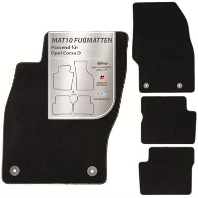 MAT10 – Auto-Fußmatten passend für Opel Corsa D (BJ 10/2006-12/2014) aus Velours 4-teiliges Automatten Set langlebige Erstausrüsterqualität, Made in Germany, Schwarz MAT10 – Auto-Fußmatten passend für Opel Corsa D (BJ 10/2006-12/2014) aus Velours 4-teiliges Automatten Set langlebige Erstausrüsterqualität, Made in Germany, Schwarz
