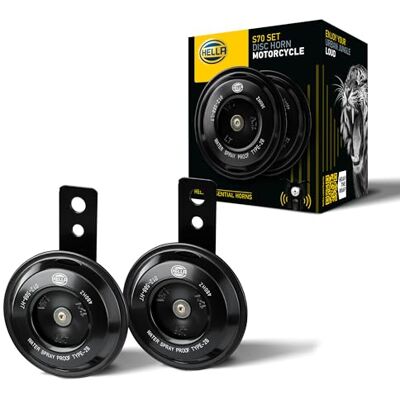 HELLA Motorrad Hupe 12V ESSENTIAL HORN S70 SET 108dB(A) Frequenzbereich: 380/480Hz Tiefton/Hochton elektrisch Menge: 2-3AL 012 588-011 HELLA Motorrad Hupe 12V ESSENTIAL HORN S70 SET 108dB(A) Frequenzbereich: 380/480Hz Tiefton/Hochton elektrisch Menge: 2-3AL 012 588-011
