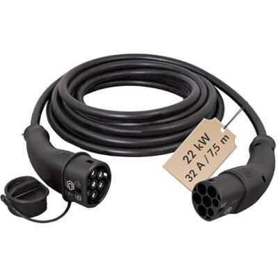 Logilink Harting EVC0102 E-Auto-Ladekabel Typ 2, 3-phasig, 32 A, 22 kW, 7,5 m/ZERTIFIZIERTES KABEL, Schwarz Logilink Harting EVC0102 E-Auto-Ladekabel Typ 2, 3-phasig, 32 A, 22 kW, 7,5 m/ZERTIFIZIERTES KABEL, Schwarz
