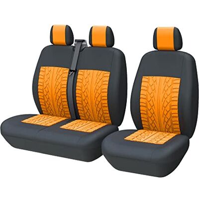 TOYOUN Universal Sitzbezüge Auto für Transporter LKW Vordersitze Autositzbezüge 3D-Reifen-Spur-Muster 1+2 Sitzbezug Schonbezüge, Orange TOYOUN Universal Sitzbezüge Auto für Transporter LKW Vordersitze Autositzbezüge 3D-Reifen-Spur-Muster 1+2 Sitzbezug Schonbezüge, Orange