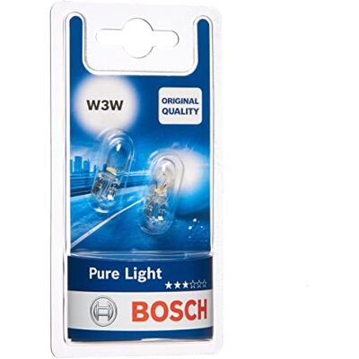 Bosch W3W Pure Light Halogen-Glühlampe für Auto-Scheinwerfer, 12 V 3 W, in Originalqualität Lampensockel Typ W2,1x9,5d 2er-Pack Ersatz-Scheinwerferlampen Bosch W3W Pure Light Halogen-Glühlampe für Auto-Scheinwerfer, 12 V 3 W, in Originalqualität Lampensockel Typ W2,1x9,5d 2er-Pack Ersatz-Scheinwerferlampen