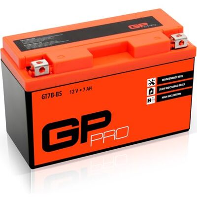 GP-PRO Gel-Batterie GT7B-BS 12 V 7 Ah 110 A Rollerbatterie Motorradbatterie wartungsfrei versiegelt vorgeladen, Pluspol links, 150 mm x 66 mm x 94 mm, 2,1 kg, ähnlich YT7B-BS, YT7B, FA119 GP-PRO Gel-Batterie GT7B-BS 12 V 7 Ah 110 A Rollerbatterie Motorradbatterie wartungsfrei versiegelt vorgeladen, Pluspol links, 150 mm x 66 mm x 94 mm, 2,1 kg, ähnlich YT7B-BS, YT7B, FA119