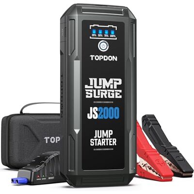 TOPDON JS2000Pro Starthilfe Powerbank für PKW, 8L Benzin&6L Dieselmotoren 2500A/16000mAh Starter Powerbank, Auto Batterie Booster Kfz Jump Starter mit Starthilfekabel, LED Lampe, Camping, Notfall TOPDON JS2000Pro Starthilfe Powerbank für PKW, 8L Benzin&6L Dieselmotoren 2500A/16000mAh Starter Powerbank, Auto Batterie Booster Kfz Jump Starter mit Starthilfekabel, LED Lampe, Camping, Notfall