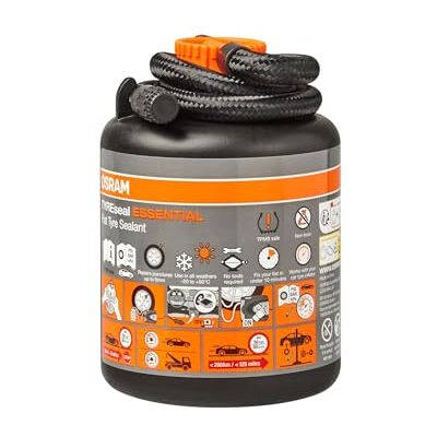 Osram TYREseal Essential Ersatz für das Original-Reifendichtmittel des Autos, nach OE-Spezifikation gefertigt, Repariert Schäden bis zu 6 mm Osram TYREseal Essential Ersatz für das Original-Reifendichtmittel des Autos, nach OE-Spezifikation gefertigt, Repariert Schäden bis zu 6 mm