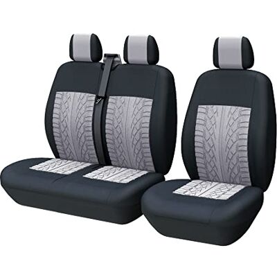 TOYOUN Universal Sitzbezüge Auto für Transporter LKW Vordersitze Autositzbezüge 3D-Reifen-Spur-Muster 1+2 Sitzbezug Schonbezüge, Grau TOYOUN Universal Sitzbezüge Auto für Transporter LKW Vordersitze Autositzbezüge 3D-Reifen-Spur-Muster 1+2 Sitzbezug Schonbezüge, Grau