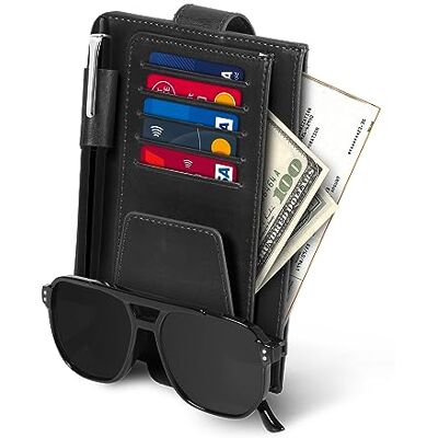 Londo Leder Sonnenblende Organiser Auto Innenraum Beiwerk mit Kreditkartenfächern, Stifthalter, Brillenfach und Fach für die Fahrzeugpapiere Londo Leder Sonnenblende Organiser Auto Innenraum Beiwerk mit Kreditkartenfächern, Stifthalter, Brillenfach und Fach für die Fahrzeugpapiere