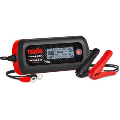 Telwin T-Charge 12 EVO: Ladegerät, elektronischer Ladungserhalter und Multifunktionstester 6/12 V mit LCD-Display, für Fahrzeug-, Auto- und Motorradbatterien. IP65. Kabel enthalten. Telwin T-Charge 12 EVO: Ladegerät, elektronischer Ladungserhalter und Multifunktionstester 6/12 V mit LCD-Display, für Fahrzeug-, Auto- und Motorradbatterien. IP65. Kabel enthalten.