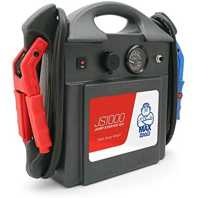MAXTOOLS JS1000, Professioneller tragbarer Notstarter 1380A 12V 22Ah mit Einschaltstrom 4140A, Autobatterie-Starthilfe-Pack, Booster, Autostarter mit AGM-Bleibbatterie und Zange mit LED Licht MAXTOOLS JS1000, Professioneller tragbarer Notstarter 1380A 12V 22Ah mit Einschaltstrom 4140A, Autobatterie-Starthilfe-Pack, Booster, Autostarter mit AGM-Bleibbatterie und Zange mit LED Licht